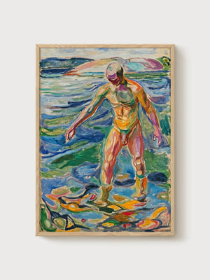 Edvard Munch Bathing Man Poster poster in oak frame