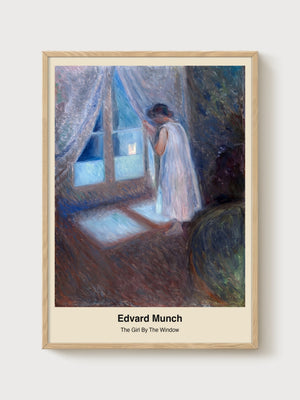 Edvard Munch The Girl By The Window poster in oak frame