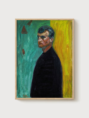 Faceless Portrait Painting poster in oak frame