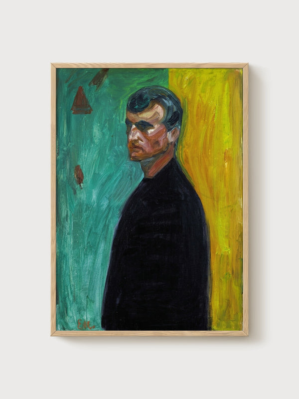 Faceless Portrait Painting poster in oak frame