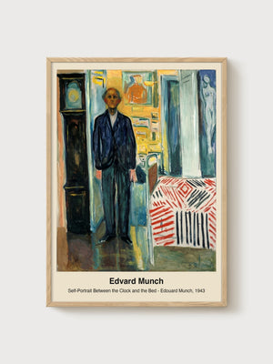 Edvard Munch Self-Portrait Painting poster in oak frame