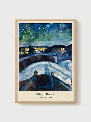 Edvard Munch Starry Night Poster poster in oak frame