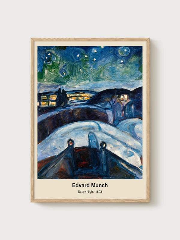Edvard Munch Starry Night Poster poster in oak frame