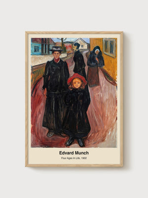 Edvard Munch Four Ages In Life Poster poster in oak frame