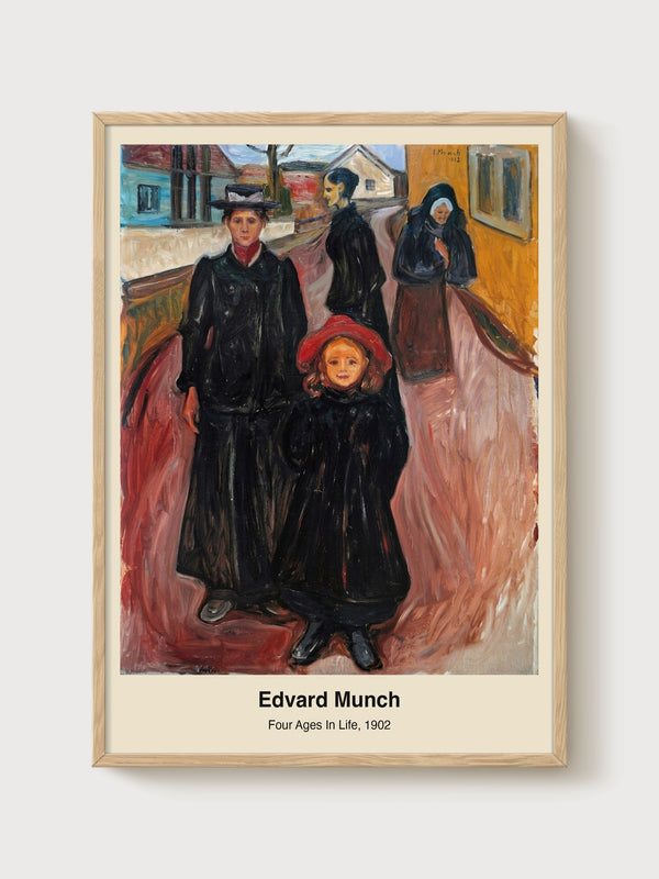 Edvard Munch Four Ages In Life Poster poster in oak frame