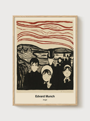 Edvard Munch Angst Poster poster in oak frame