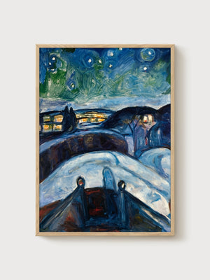 Edvard Munch Starry Night Poster poster in oak frame