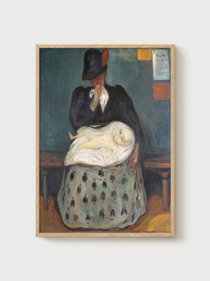 Edvard Munch Inheritance Dark Art Print poster in oak frame