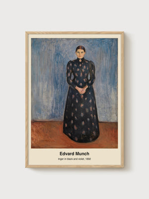 Edvard Munch Portrait Painting poster in oak frame