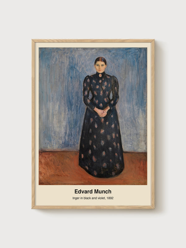 Edvard Munch Portrait Painting poster in oak frame