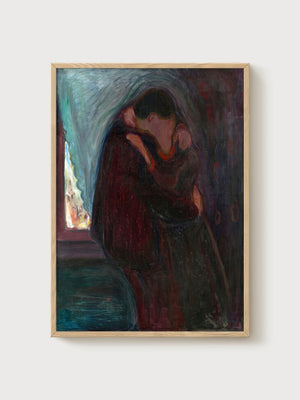 The Kiss Edvard Munch Couple Gift Print poster in oak frame