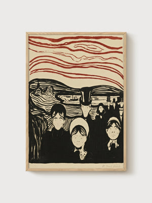 Edvard Munch Angst Poster poster in oak frame