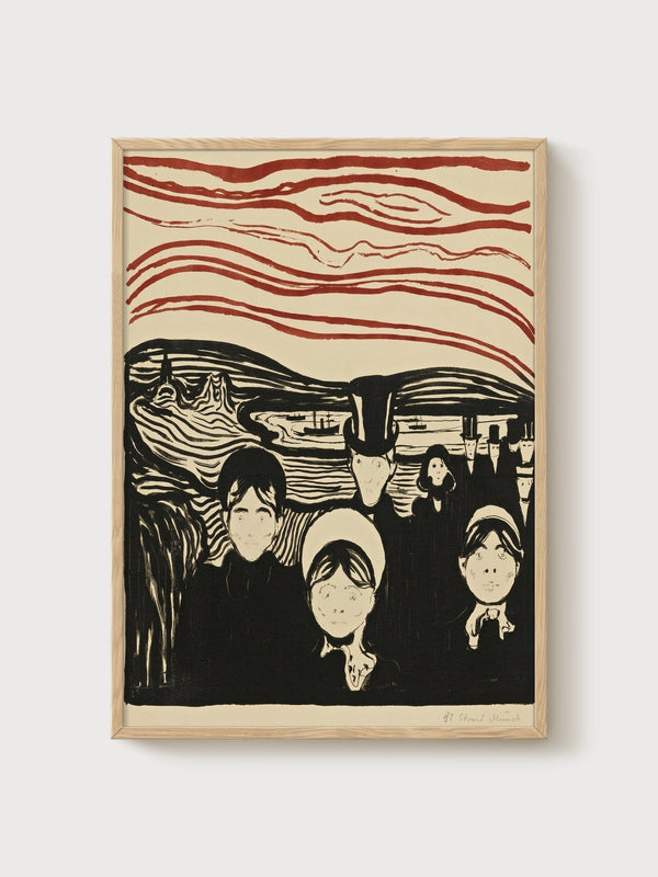Edvard Munch Angst Poster poster in oak frame