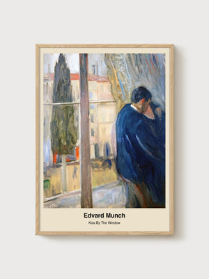 Edvard Munch Kiss By The Window Print poster in oak frame
