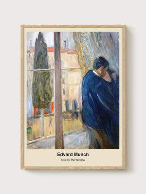 Edvard Munch Kiss By The Window Print poster in oak frame