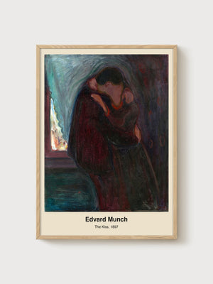 The Kiss Edvard Munch Couple Gift Print poster in oak frame