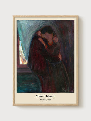 The Kiss Edvard Munch Couple Gift Print poster in oak frame