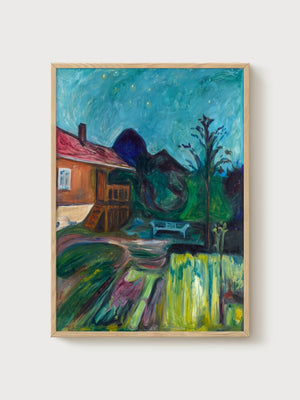 Edvard Munch Summer Night Asgardstrand Poster poster in oak frame