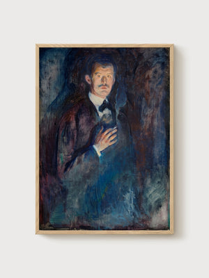 Edvard Munch Self-Portrait Poster poster in oak frame