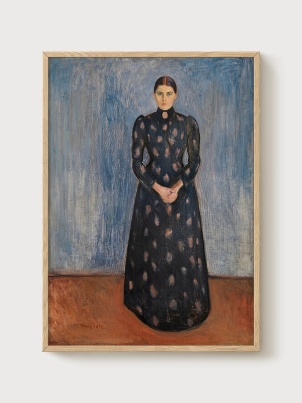 Edvard Munch Portrait Painting poster in oak frame