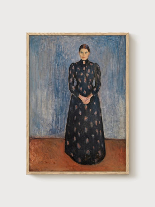 Edvard Munch Portrait Painting poster in oak frame