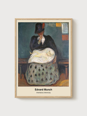 Edvard Munch Inheritance Dark Art Print poster in oak frame