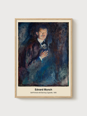 Edvard Munch Self-Portrait Poster poster in oak frame