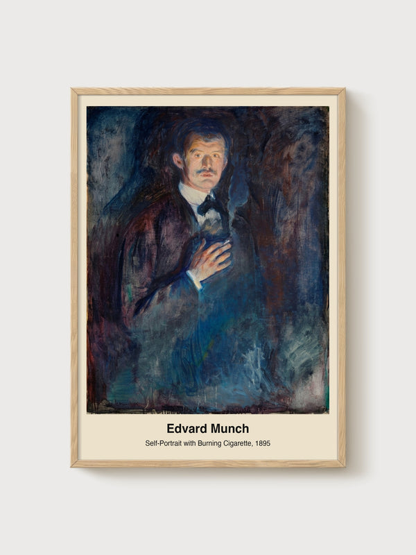 Edvard Munch Self-Portrait Poster poster in oak frame