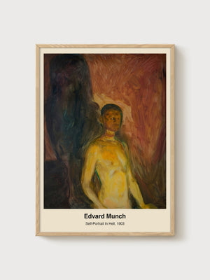 Edvard Munch Self-Portrait In Hell Poster poster in oak frame