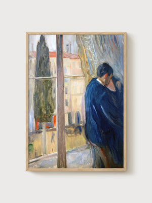 Edvard Munch Kiss By The Window Print poster in oak frame