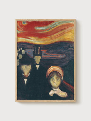 Edvard Munch Anxiety Poster poster in oak frame