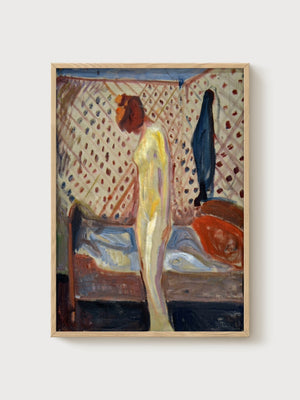 Edvard Munch Weeping Woman Dark Art Print poster in oak frame