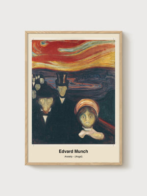 Edvard Munch Anxiety Poster poster in oak frame