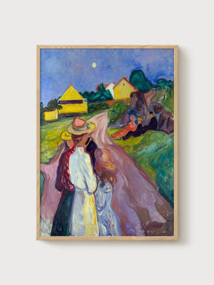 Edvard Munch A Midsummer Nights Eve Poster poster in oak frame