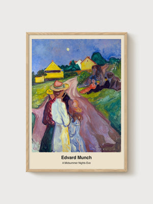 Edvard Munch A Midsummer Nights Eve Poster poster in oak frame