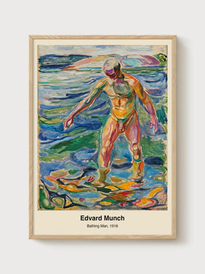 Edvard Munch Bathing Man Poster poster in oak frame