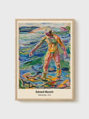 Edvard Munch Bathing Man Poster poster in oak frame