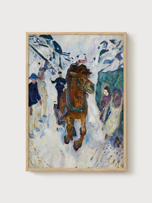 Edvard Munch Galloping Horse Print poster in oak frame