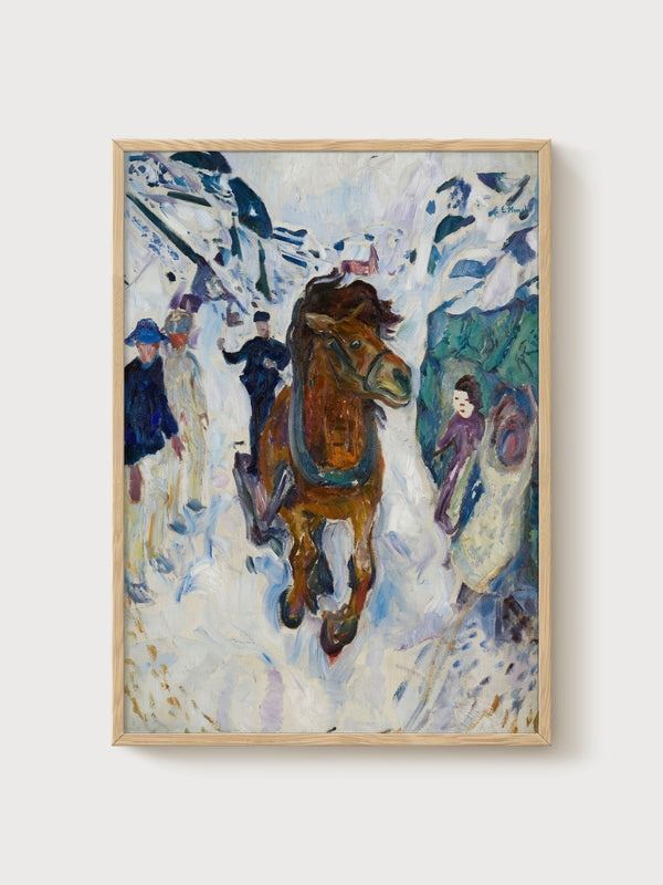 Edvard Munch Galloping Horse Print poster in oak frame
