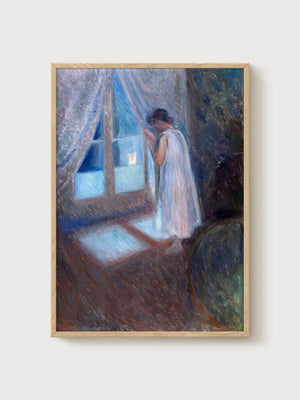 Edvard Munch The Girl By The Window poster in oak frame