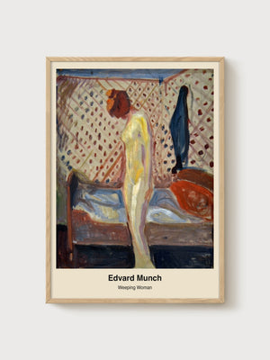 Edvard Munch Weeping Woman Dark Art Print poster in oak frame