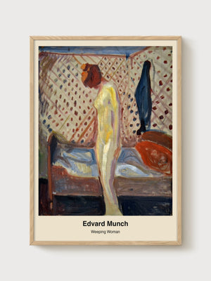 Edvard Munch Weeping Woman Dark Art Print poster in oak frame
