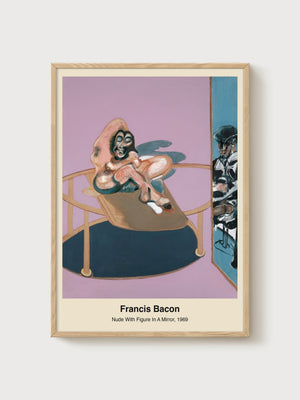 Francis Bacon Nude With Figure In A Mirror poster in oak frame