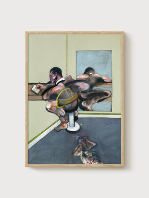 Francis Bacon Figure Writing Reflected In A Mirror poster in oak frame