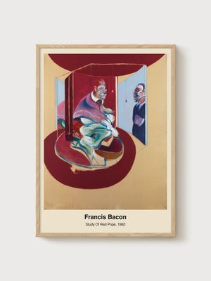 Francis Bacon Study Of Red Pope Print poster in oak frame