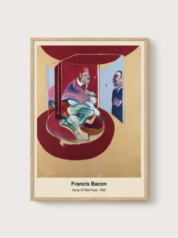 Francis Bacon Study Of Red Pope Print poster in oak frame