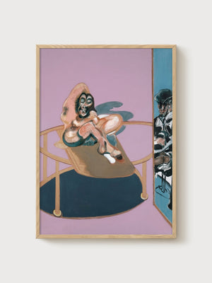Francis Bacon Nude With Figure In A Mirror poster in oak frame