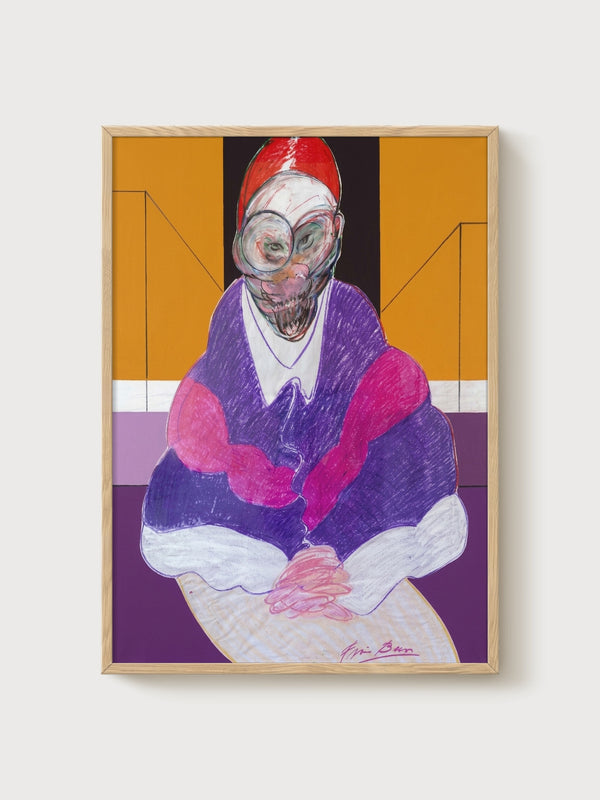 Francis Bacon Pope Print poster in oak frame