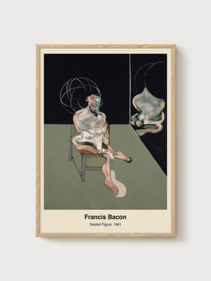 Francis Bacon Seated Figure Print poster in oak frame