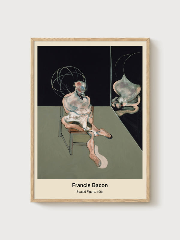 Francis Bacon Seated Figure Print poster in oak frame